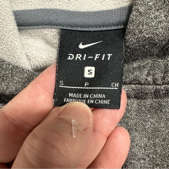 Nike Dri-Fit zip up hoodie, girls size small, gray/pink, pockets, spring, layer - Picture 7 of 12